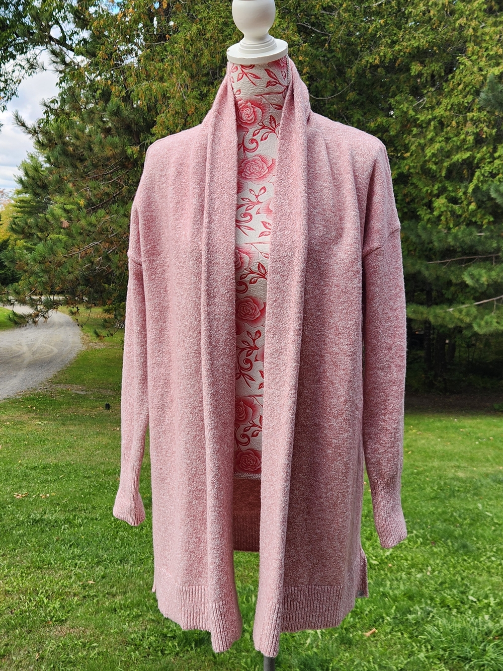 Eddie Bauer Dusty Rose Open-Front Knit Cardigan